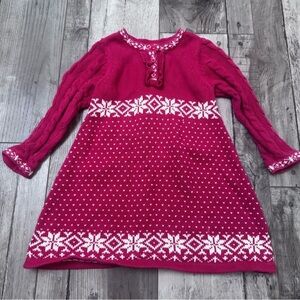 Hanna Andersson Toddler Christmas Sweater Dress Red Snowflakes 90/3